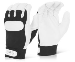 Γάντια Οδηγού με Velcro Beeswift Λευκά/Μαύρα XL